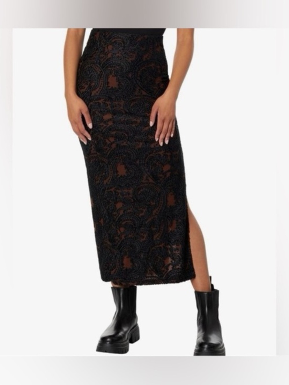 Free People Rosalie Velvet Midi Skirt Medium